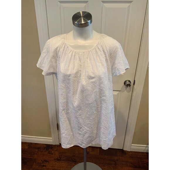 Draper James Magnolia White Floral Embroidered Popover Top Shirt, Size 1X, NWT! - Picture 1 of 7